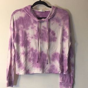 NWOT super soft purple tie dye cropped hoodie